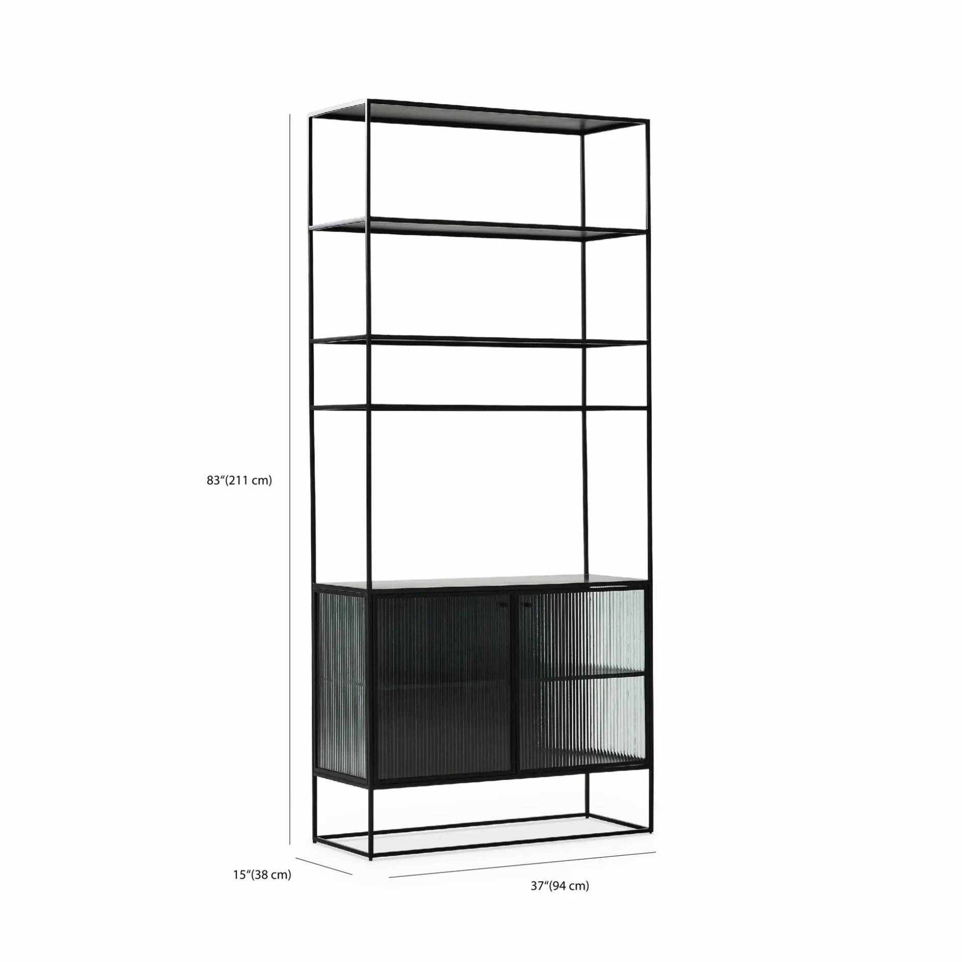 Parsons - Metal and Fluted Glass Shelving Unit