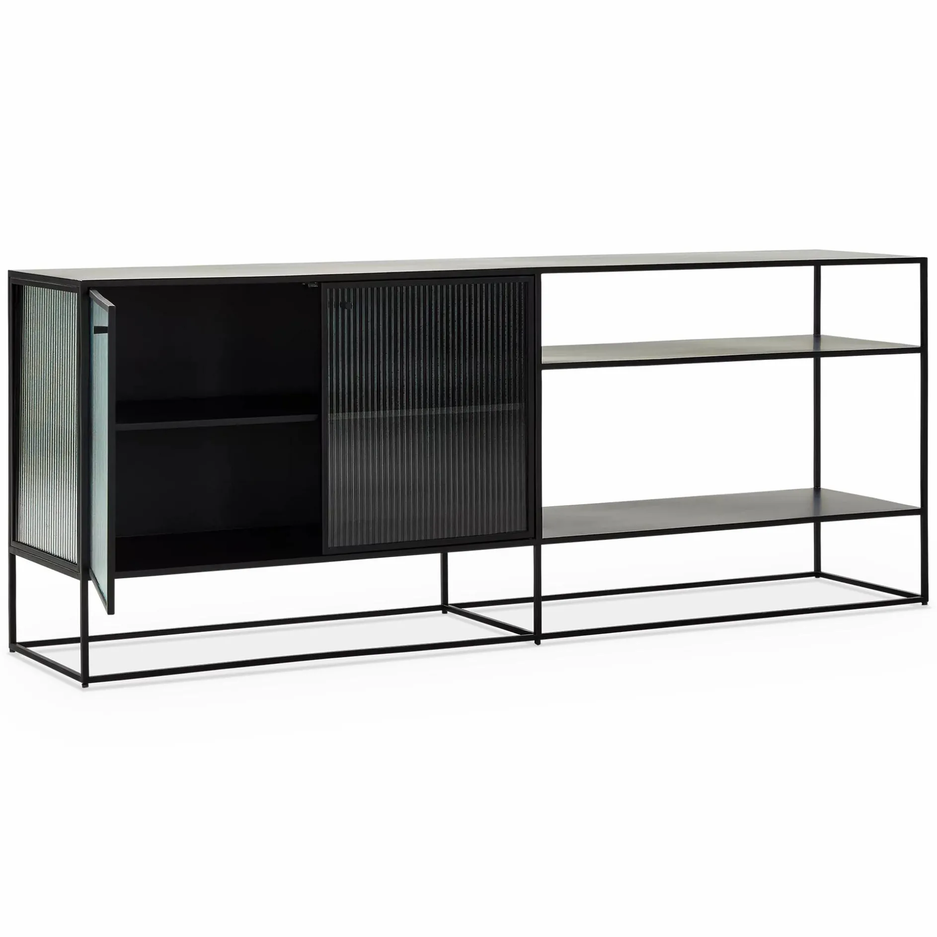 Parsons - Metal and Fluted Glass Sideboard