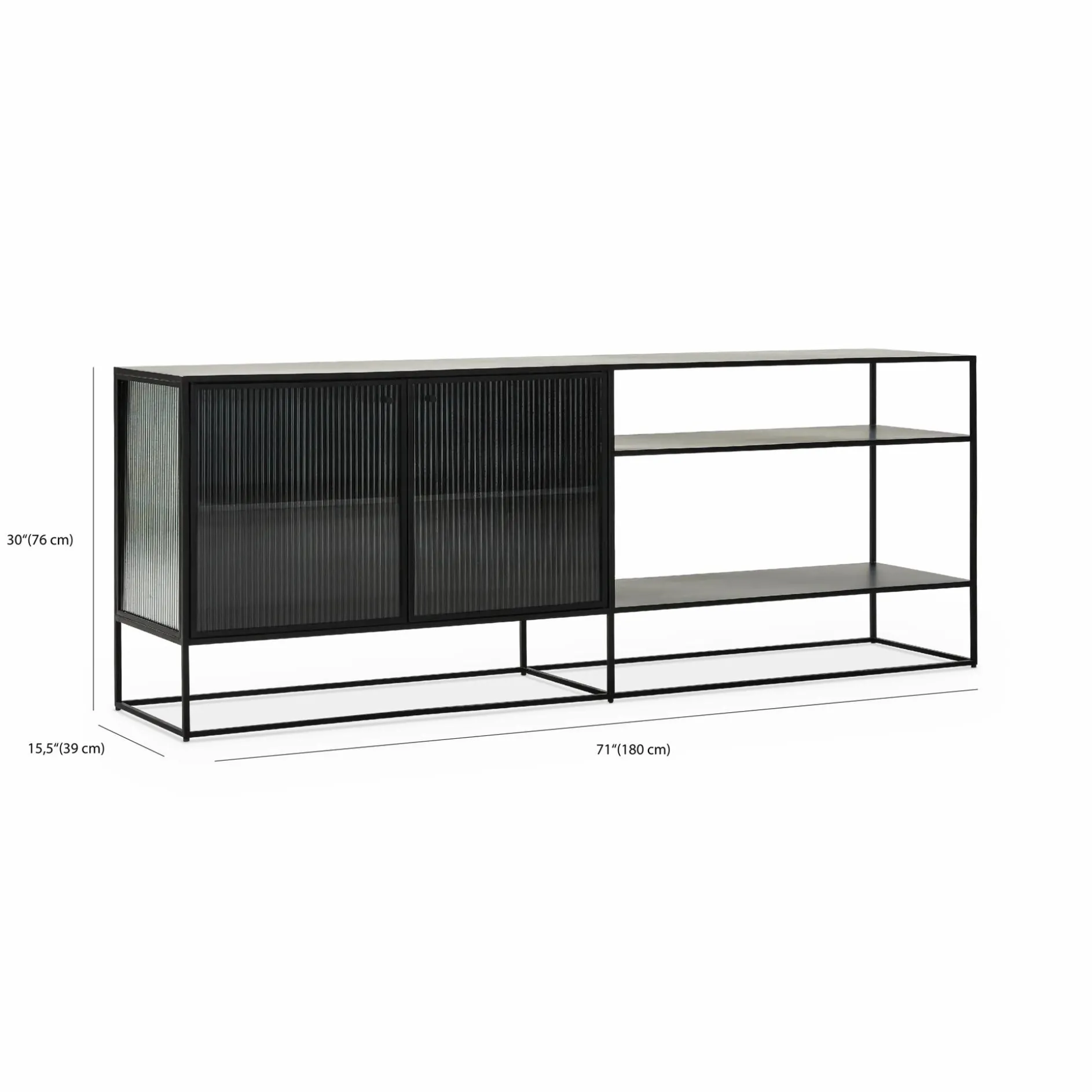 Parsons - Metal and Fluted Glass Sideboard