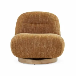 Pence - Bouclé Fabric Upholstered Swivel Chair