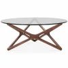 Quasar - Round Coffee Table in Glass and Walnut