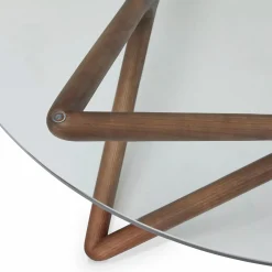 Quasar - Round Coffee Table in Glass and Walnut