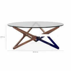Quasar - Round Coffee Table in Glass and Walnut
