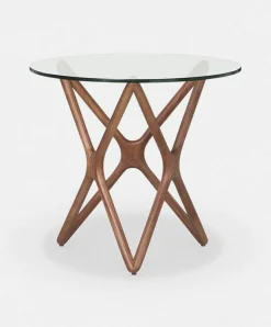 Quasar - Round Side Table in Glass and Wood