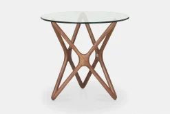 Quasar - Round Side Table in Glass and Wood