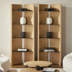 Quincy - Oak Wood and Blue Stone Bookcase