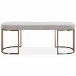 Rayla - Fabric Upholstered Antique Brass Bench