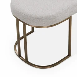 Rayla - Fabric Upholstered Antique Brass Bench