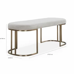 Rayla - Fabric Upholstered Antique Brass Bench