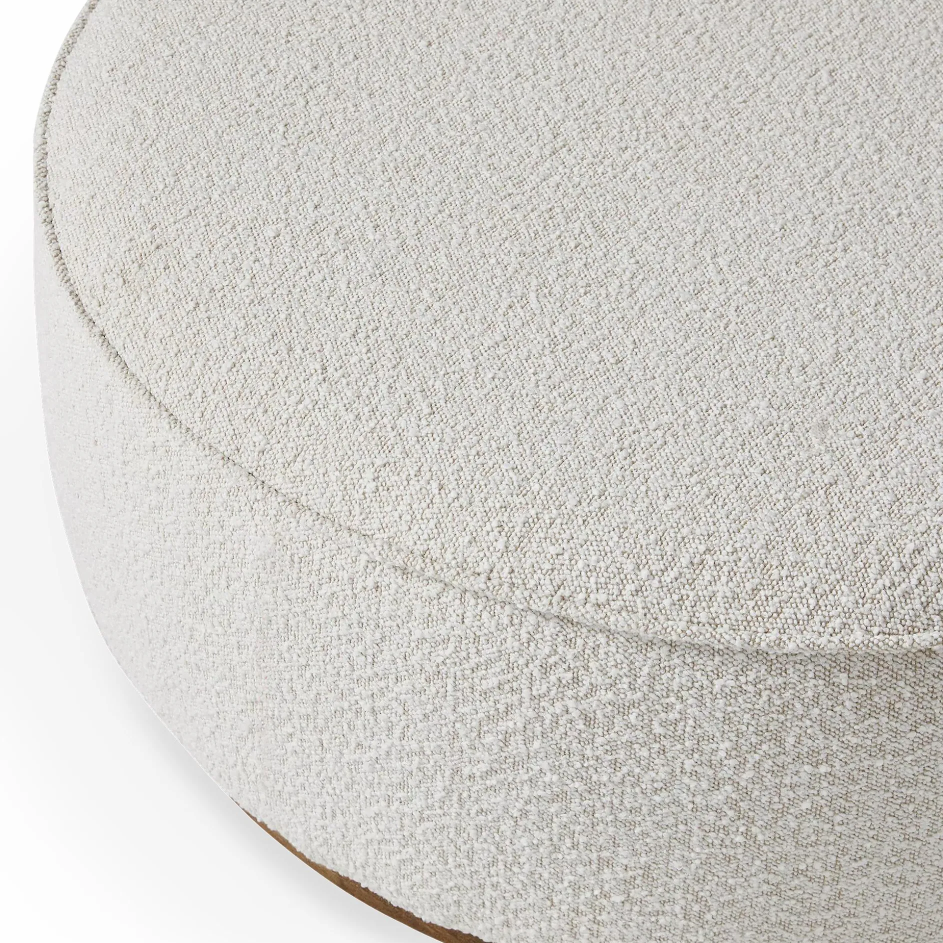 Sinclair - Large Round Bouclé Pouf with Wooden Base by Four Hands