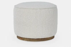 Sinclair - Round Bouclé Pouf with Wooden Base by Four Hands
