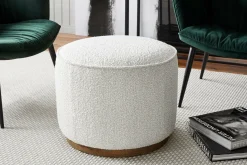 Sinclair - Round Bouclé Pouf with Wooden Base by Four Hands