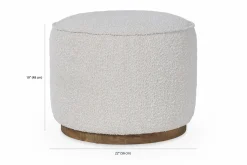 Sinclair - Round Bouclé Pouf with Wooden Base by Four Hands