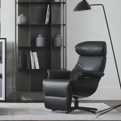 Timeout - Leather Reclining Armchair with Integrated Footrest by Conform