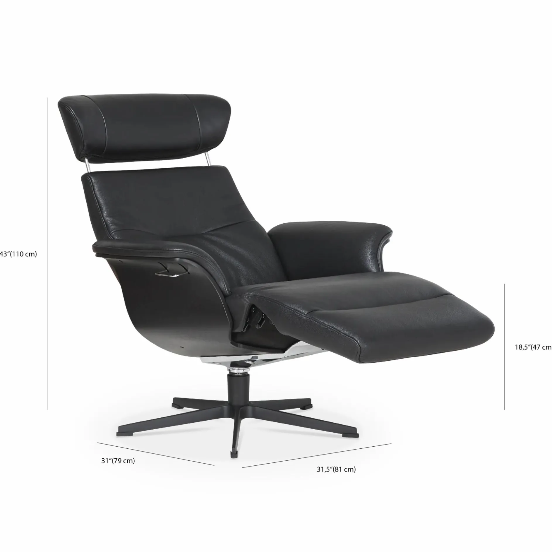Timeout - Leather Reclining Armchair with Integrated Footrest by Conform