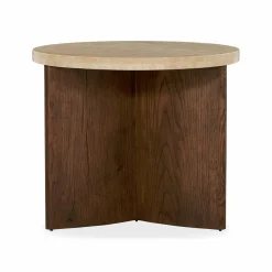 Toli - Travertine and Oak Side Table by Four Hands