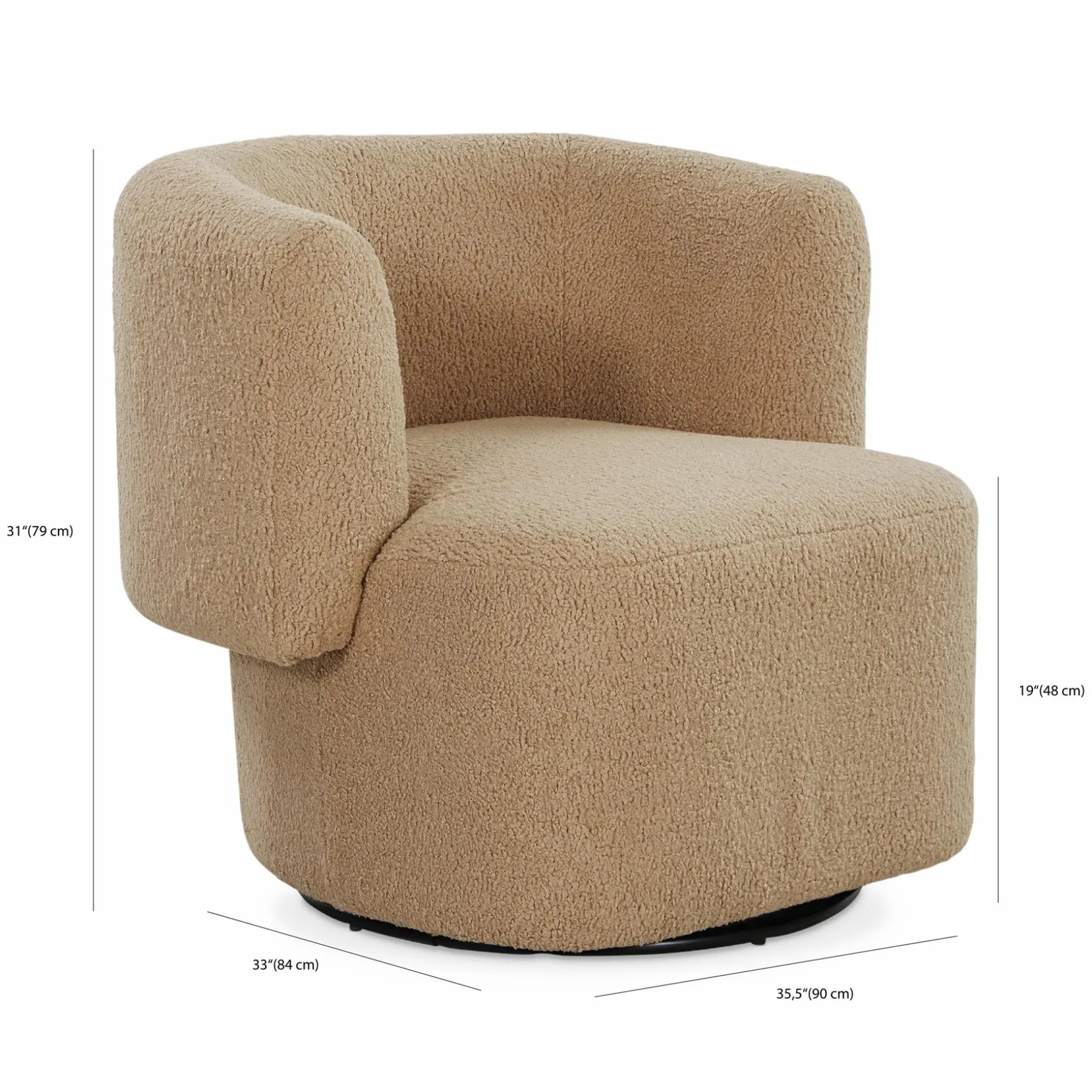 Tybalt - Faux Sheepskin Swivel Chair by Four Hands