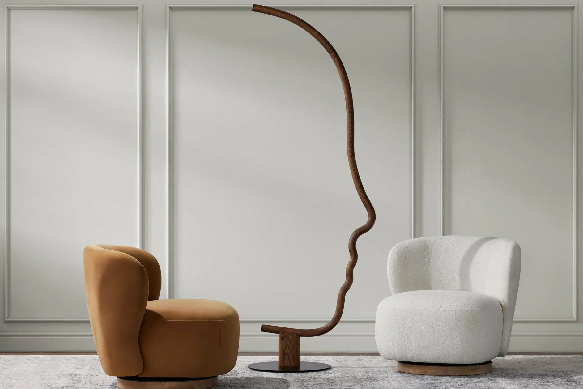 Vis a Vis - Walnut Wood Floor Lamp